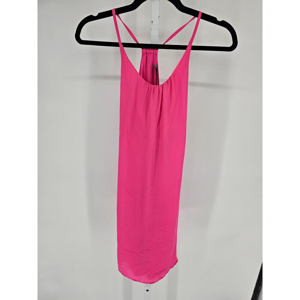 Katwalk Womens Sz S Mini Dress Bright Neon Pink Racerback Sleeveless Party